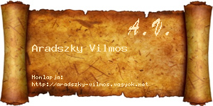 Aradszky Vilmos névjegykártya